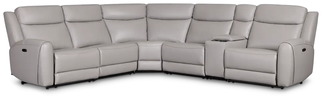 Walker Light Gray Lthr/vinyl Medium Triple Power 2-arm Sectional Walker Light Gray Lthr/vinyl Medium Triple Power 2-arm Sectional