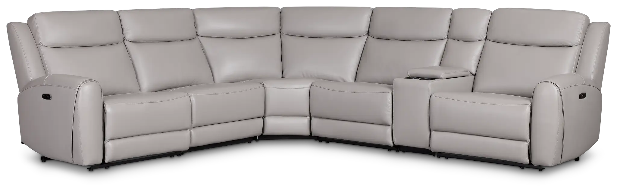 Walker Light Gray Lthr/vinyl Medium Triple Power 2-arm Sectional Walker Light Gray Lthr/vinyl Medium Triple Power 2-arm Sectional