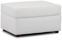 Avalon White Fabric Ottoman