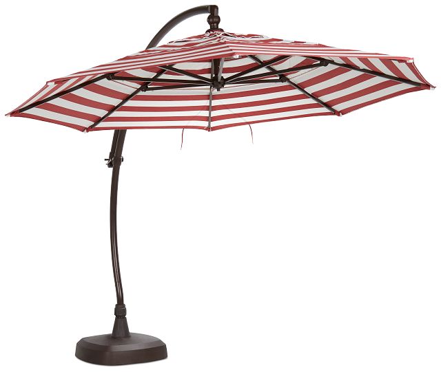 Cayman Red Stripe Cantilever Umbrella Set
