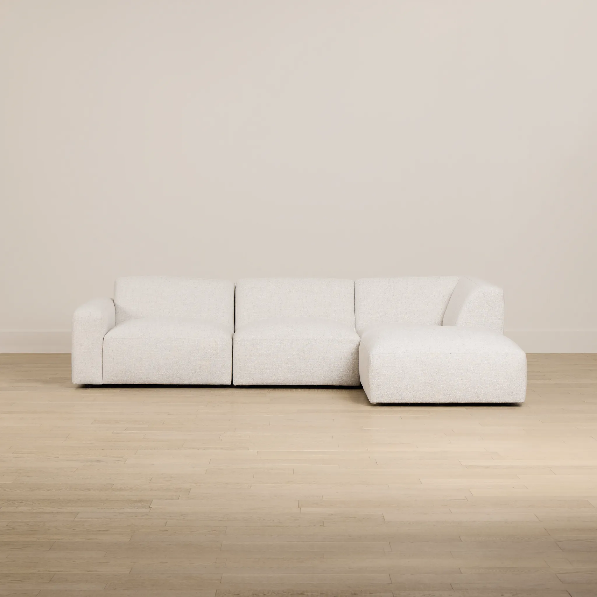 Baylor Light Beige Fabric 4-piece Right Facing Bumper Sectional