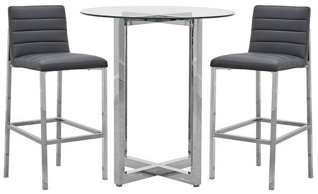 Amalfi Gray Glass Pub Table & 2 Upholstered Barstools (0)