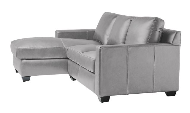 Carson Gray Leather Left Chaise Sectional (2)