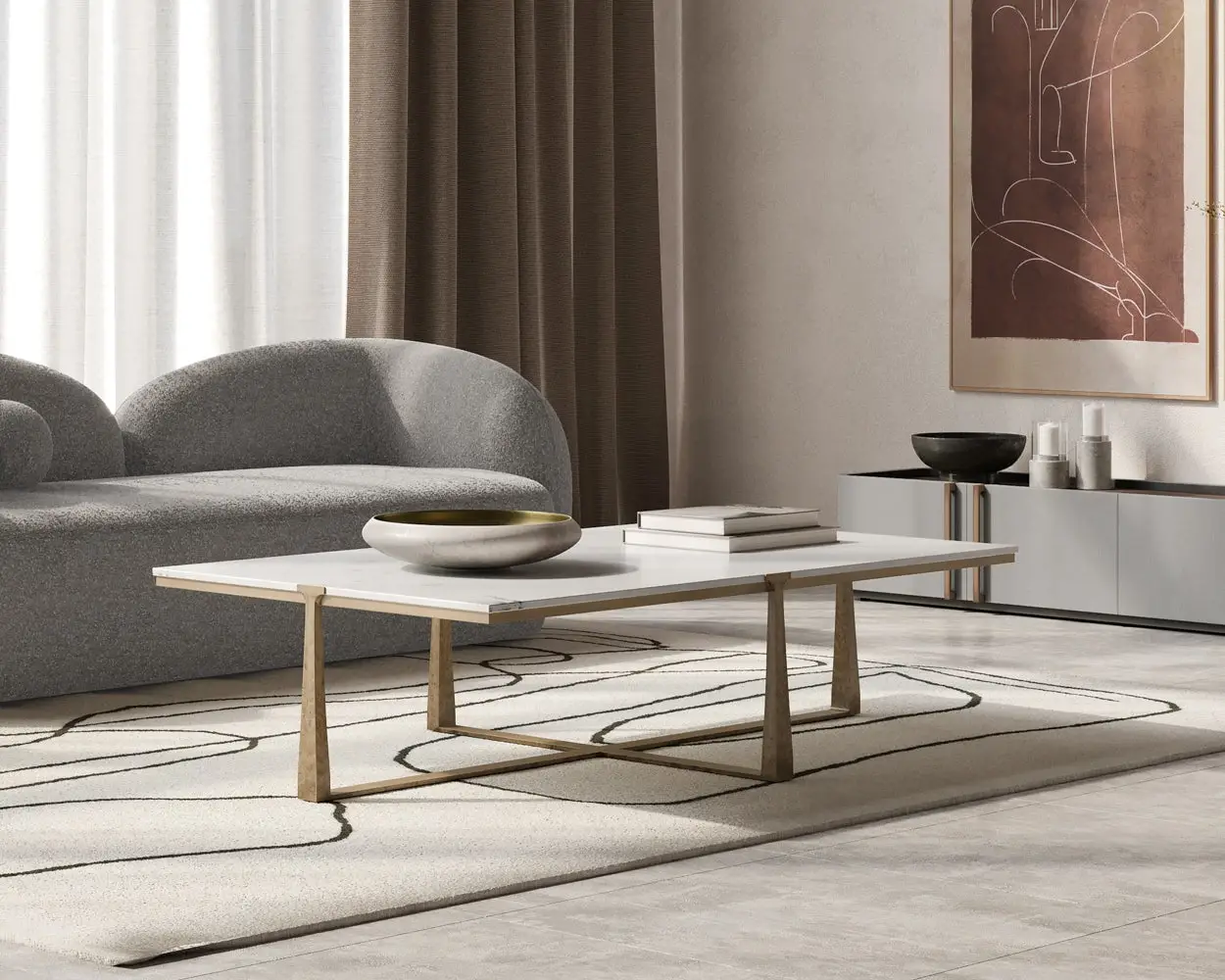Cowart White Marble Rectangular Coffee Table Cowart White Marble Rectangular Coffee Table