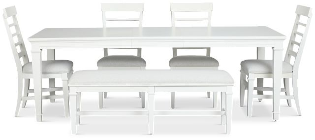 Cape Cod Ivory Rect Table, 4 Chairs & Bench