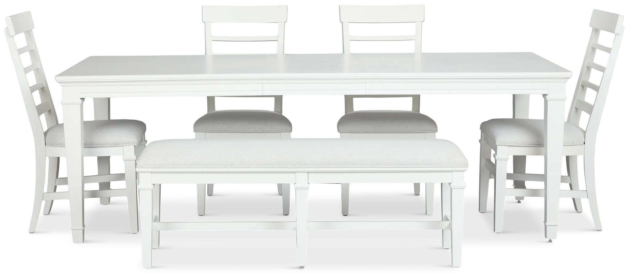Cape Cod Ivory Rect Table, 4 Chairs & Bench