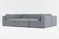 Destin Elevation Gray Fabric 6-piece Pit Sectional