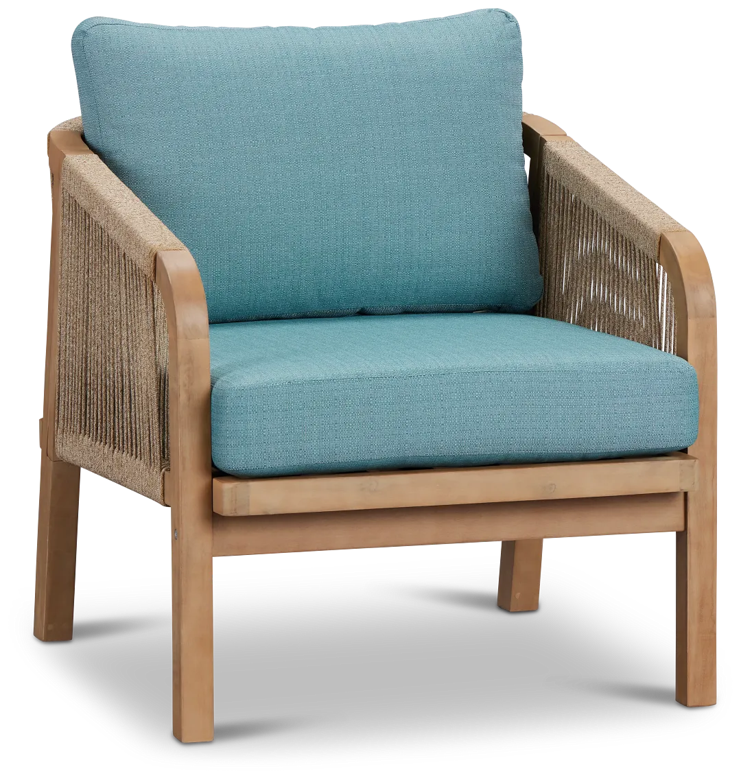 Laguna Light Tone Chair With Teal Cushion