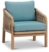 Laguna Light Tone Chair With Teal Cushion