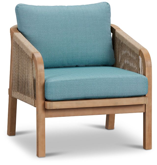 Laguna Light Tone Chair With Teal Cushion
