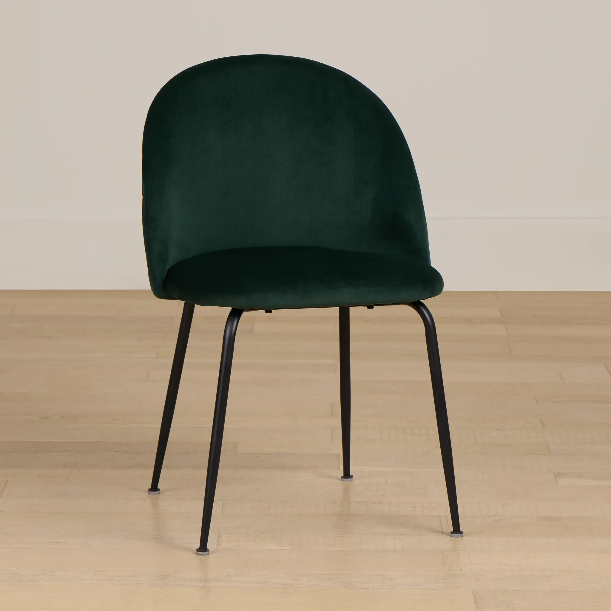 Capri Dark Green Velvet Upholstered Side Chair W/ Black Legs Capri Dark Green Velvet Upholstered Side Chair W/ Black Legs