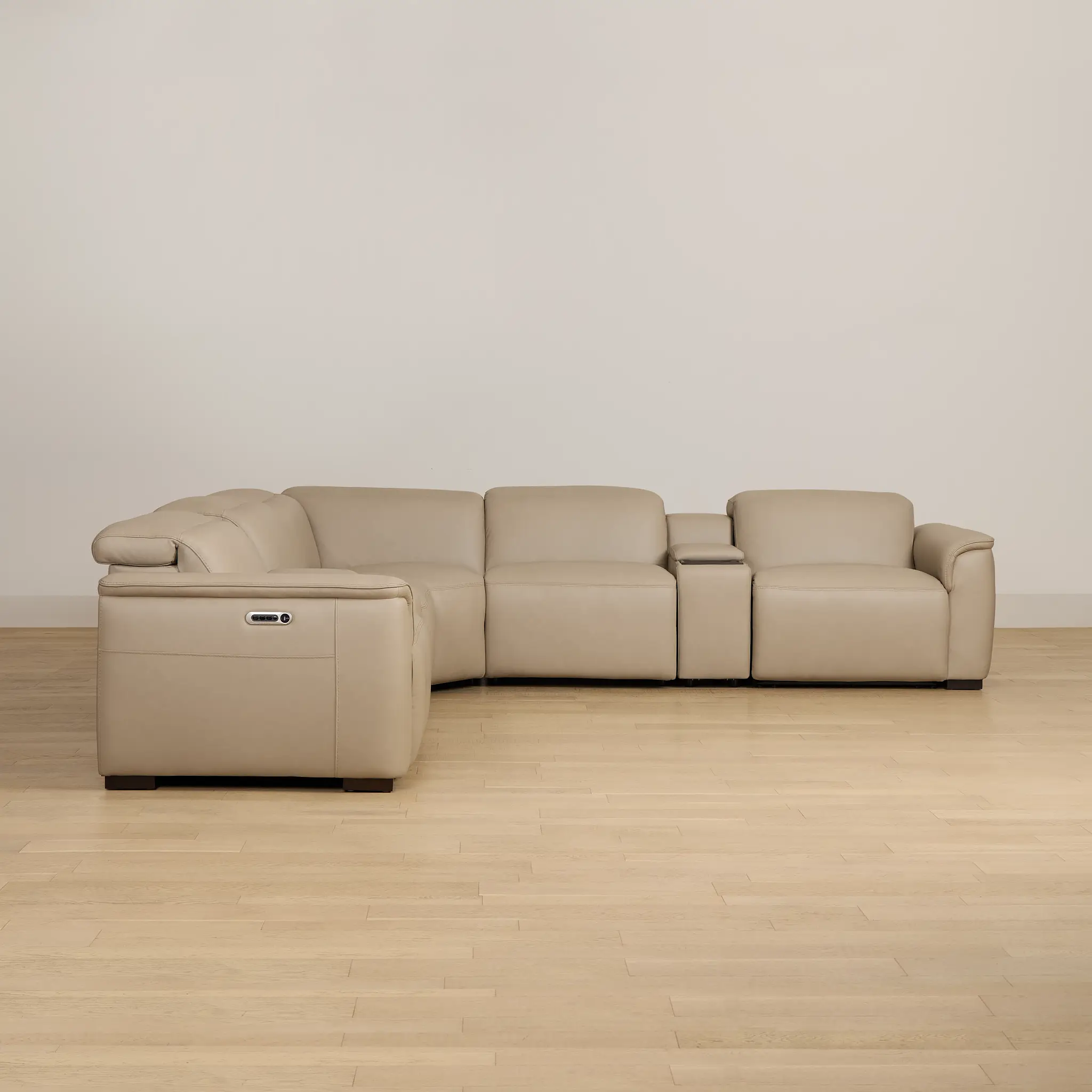 Brodie Taupe Lthr/vinyl Large Dual Power Reclining Two-arm Sectional Brodie Taupe Lthr/vinyl Large Dual Power Reclining Two-arm Sectional