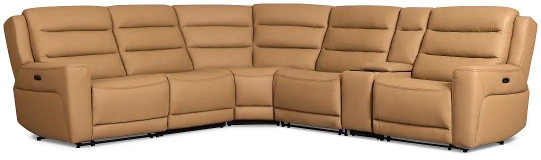Wilder Brown Leather Medium Triple Power 2-arm Sectional Wilder Brown Leather Medium Triple Power 2-arm Sectional