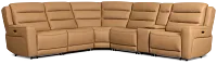 Wilder Brown Leather Medium Triple Power 2-arm Sectional