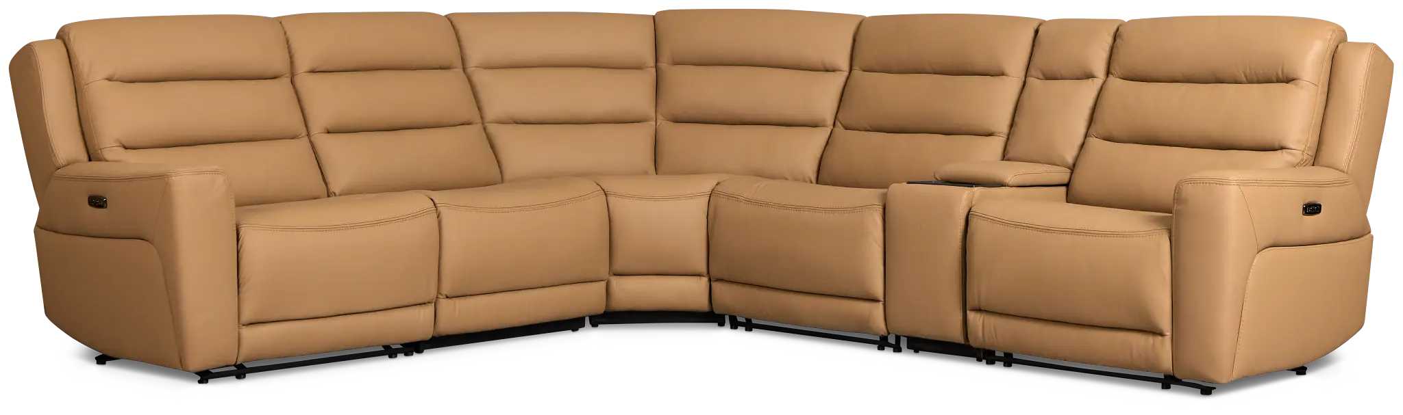 Wilder Brown Leather Medium Triple Power 2-arm Sectional Wilder Brown Leather Medium Triple Power 2-arm Sectional