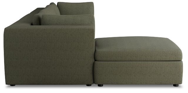 Destin Sutton Green Fabric 4-piece Bumper Sectional