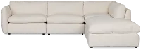 Serena White Fabric 5-piece Left Facing Bumper Sectional