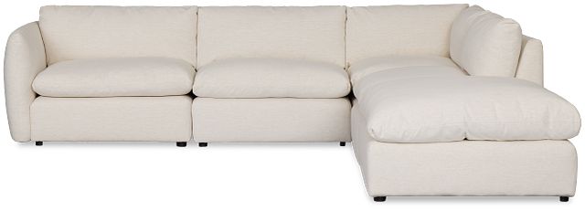 Serena White Fabric 5-piece Left Facing Bumper Sectional