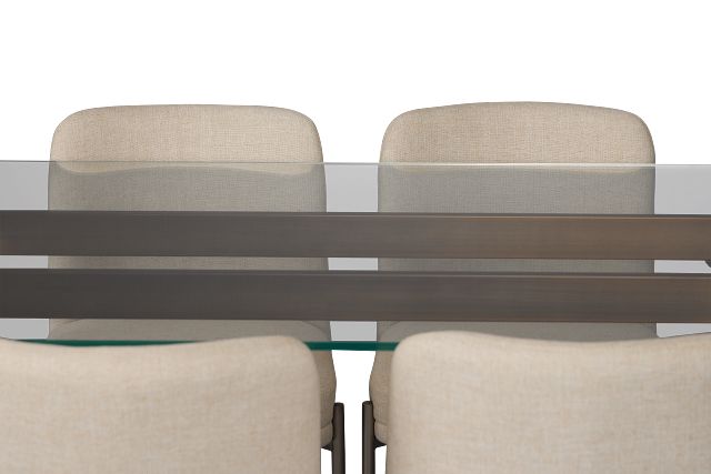 Avondale Glass Rect Table & 4 Upholstered Chairs