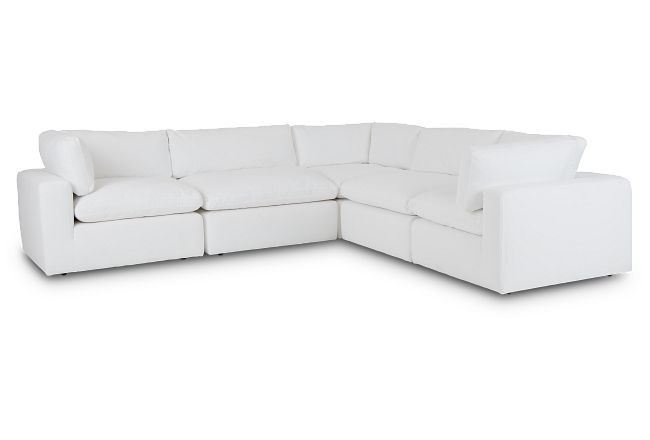 Grant White Fabric 5-piece Modular Sectional