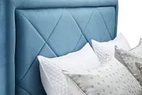 Collin Blue Velvet Platform Bed