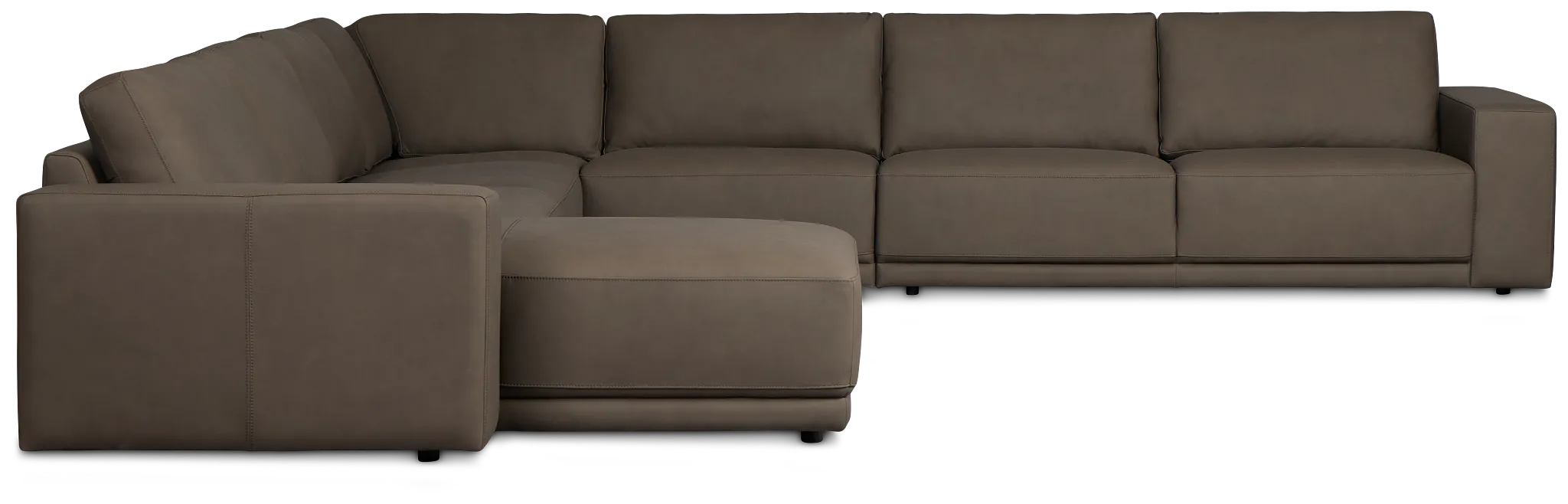 Kellan Dark Gray Leather Large Left Chaise Sectional