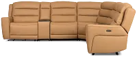 Wilder Brown Leather Large Tri Power Sectional with Refrigerated Console