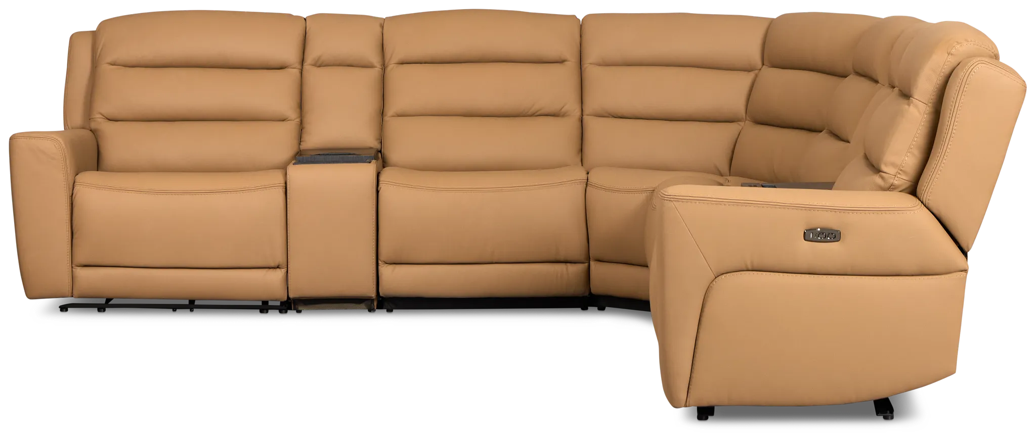 Wilder Brown Leather Large Tri Power Sectional with Refrigerated Console