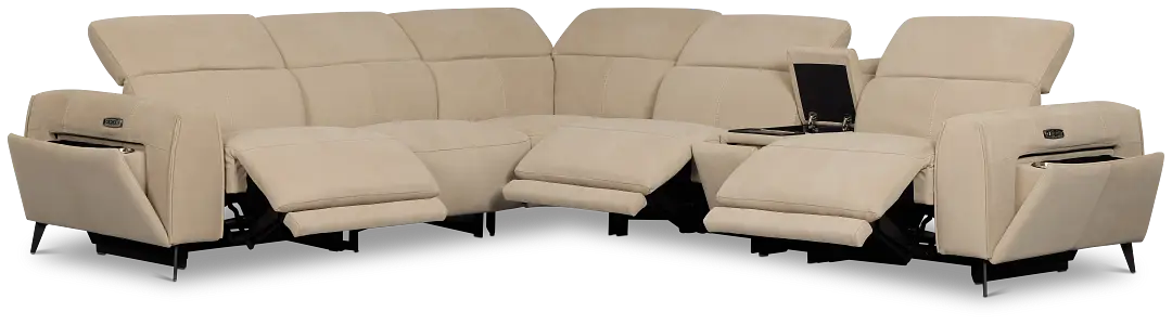 Reyna Beige Micro Medium Triple Power 2-arm Sectional Reyna Beige Micro Medium Triple Power 2-arm Sectional