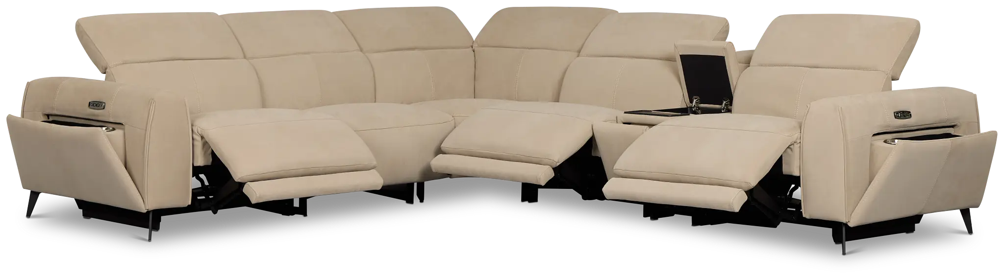 Reyna Beige Micro Medium Triple Power 2-arm Sectional Reyna Beige Micro Medium Triple Power 2-arm Sectional