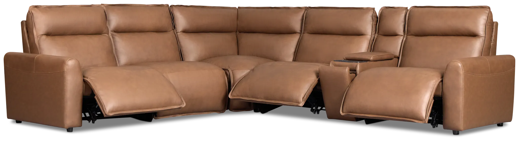 Edison Dark Brown Lthr/vinyl Medium Triple Power 2-arm Sectional