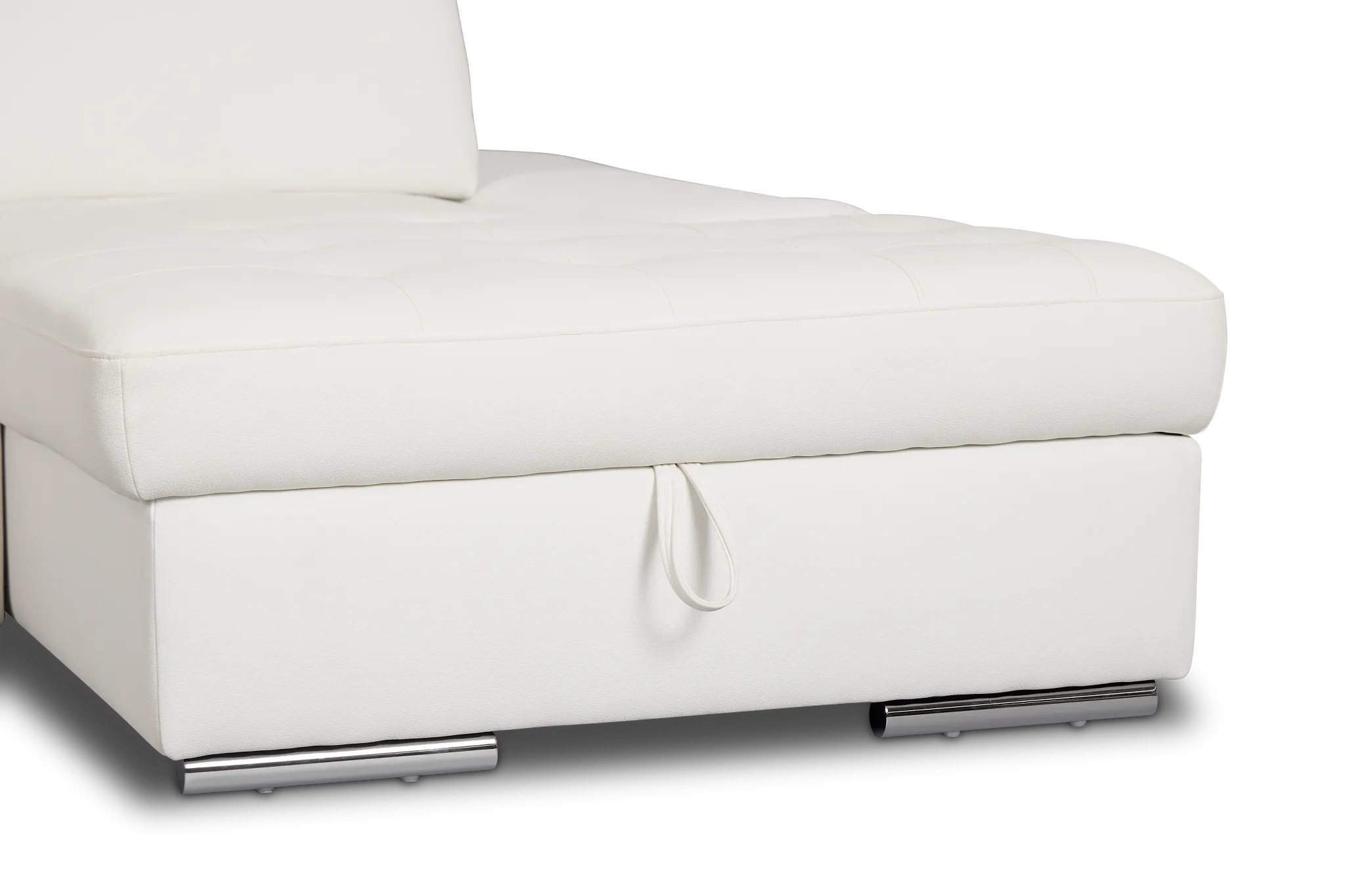 Eden White Lthr/vinyl Medium Right Chaise Sleeper Sectional