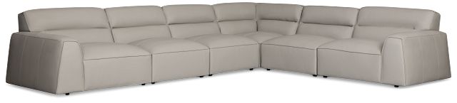 Blanca Gray Leather 6-piece Modular Sectional
