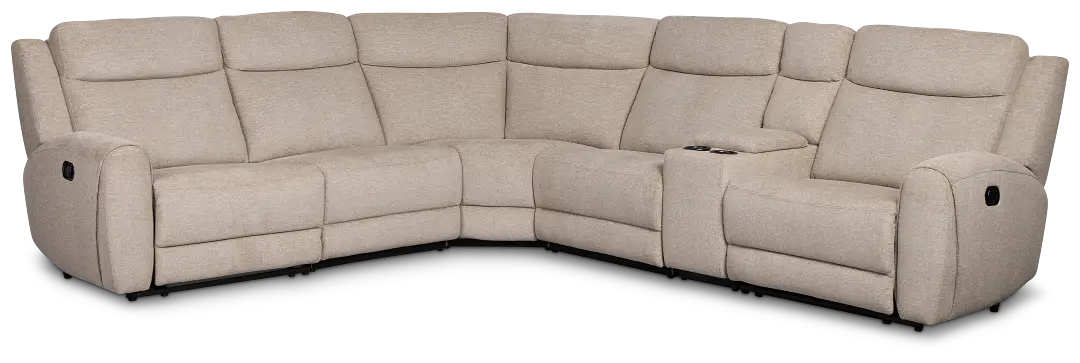 Walker Beige Fabric Medium Dual Manual 2-arm Sectional Walker Beige Fabric Medium Dual Manual 2-arm Sectional