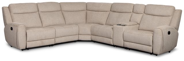 Walker Beige Fabric Medium Dual Manual 2-arm Sectional