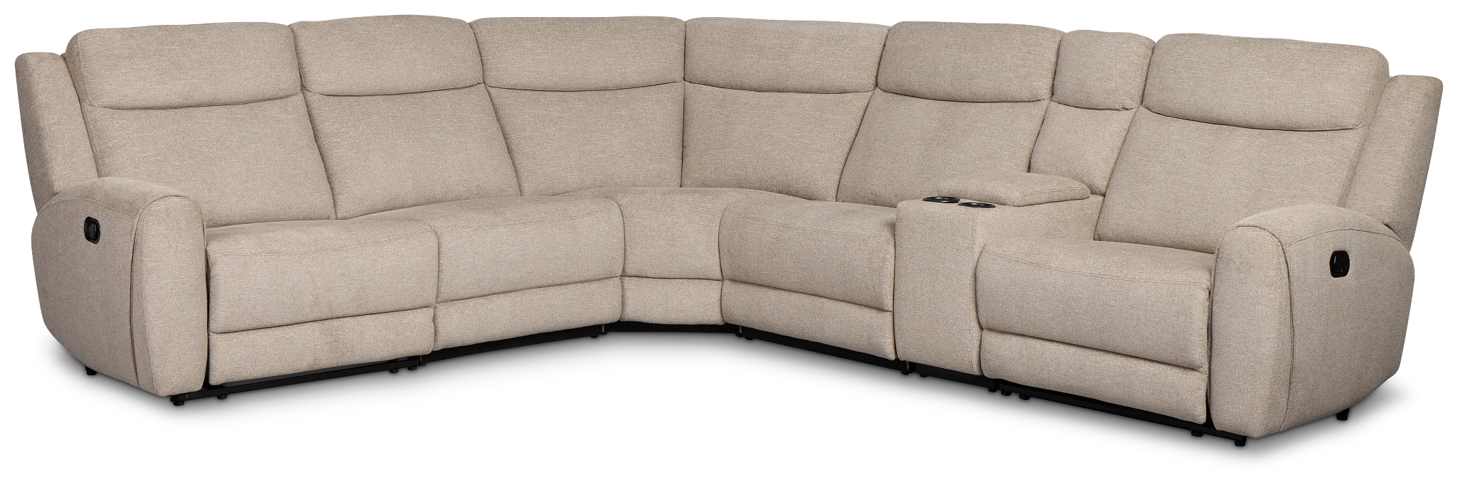 Walker Beige Fabric Medium Dual Manual 2-arm Sectional