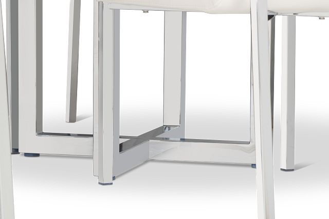 Amalfi White Glass Rectangular Table & 4 Metal Chairs