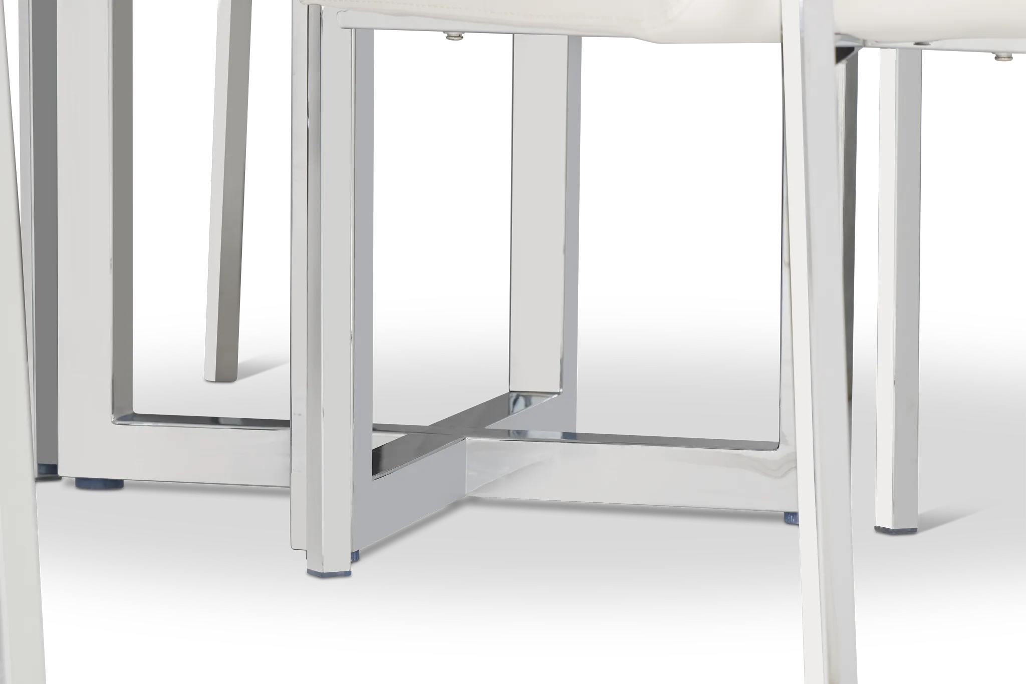 Amalfi White Glass Rectangular Table & 4 Metal Chairs