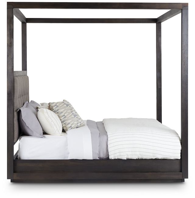 Madden Gray Fabric Canopy Bed