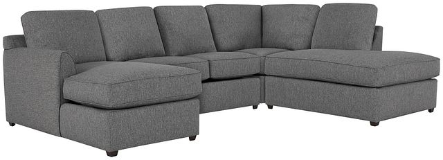 Asheville Gray Fabric Small Right Bumper Sectional