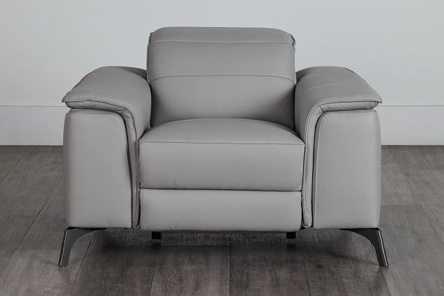 Pearson Gray Leather Power Recliner With Power Headrest