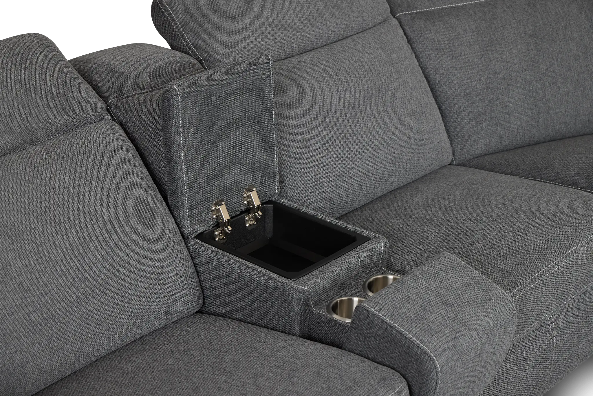 Callum Dark Gray Storage Large Dual Power Reclining Two-arm Sectional Callum Dark Gray Storage Large Dual Power Reclining Two-arm Sectional