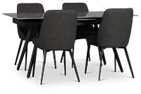 Maricopa Gray Extension Table & 4 Dark Gray Upholstered Chairs