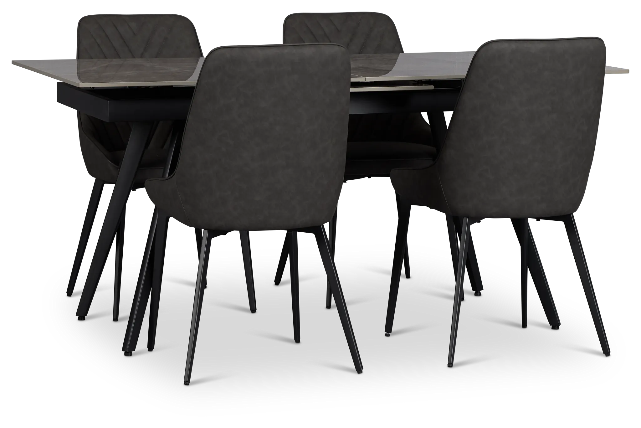 Maricopa Gray Extension Table & 4 Dark Gray Upholstered Chairs