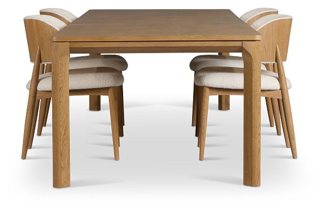 Gables Light Tone Rect Table & 4 Upholstered Chairs