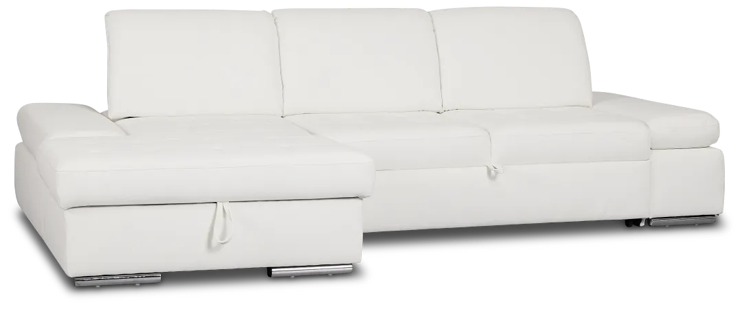 Eden White Micro Left Chaise Sleeper Sectional