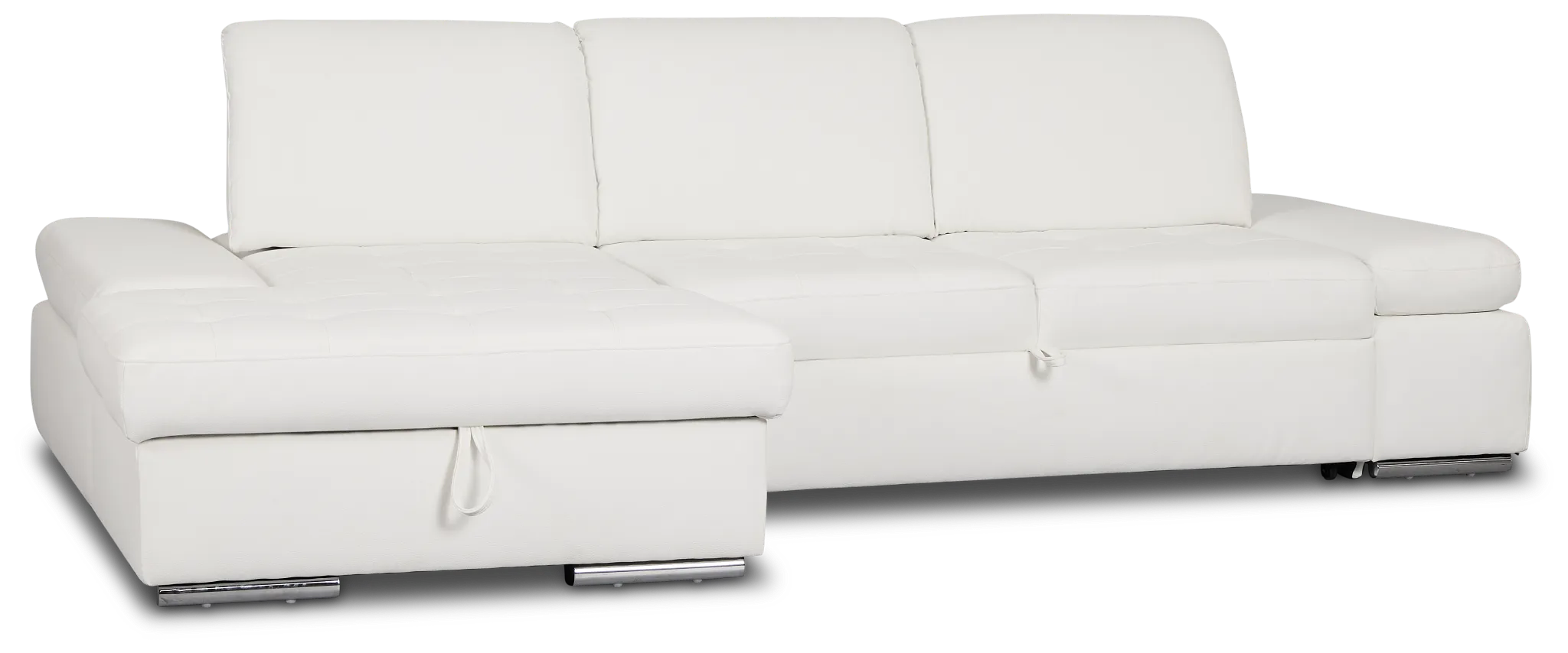 Eden White Micro Left Chaise Sleeper Sectional