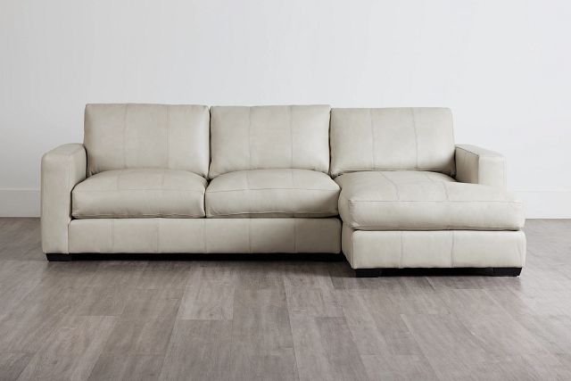 Dawkins Taupe Leather Right Chaise Sectional