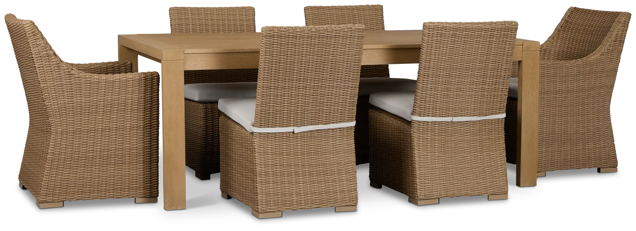 Montecito Mid Tone Table & 6 Chairs With Light Beige Cushions Montecito Mid Tone Table & 6 Chairs With Light Beige Cushions