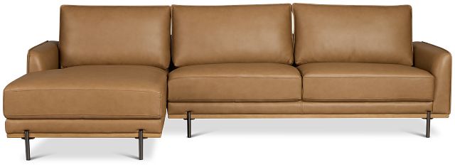 Tessa Light Brown Leather Left Chaise Sectional